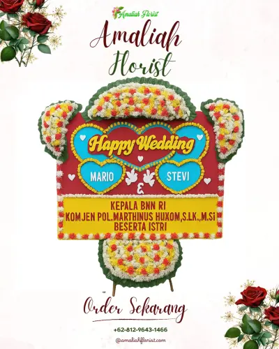 Karangan Papan Bunga Pernikahan di Kalumata